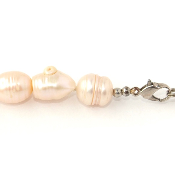 Vintage Baroque Pearl Necklace Strand Large Peach / Cream Genuine Pearls 18” - Picture 4 of 4